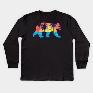 Sunset Beach Bear Coastal Miami Gay Bear | BearlyBrand Kids Long Sleeve T-Shirt